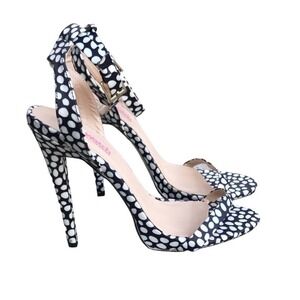 Polka Dot Ankle Strap Heels 9 #0109    #005